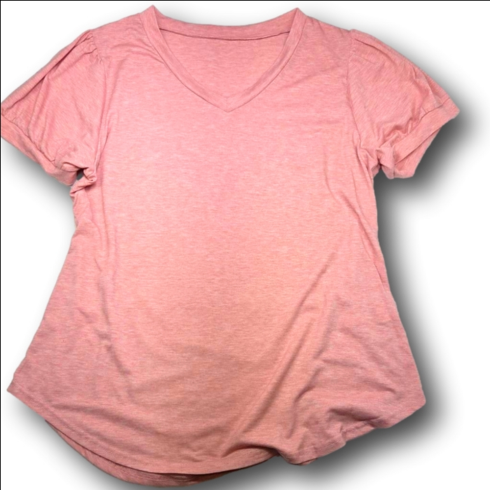 Women's Unbranded Pink Short Sleeve V-Neck Tee XL